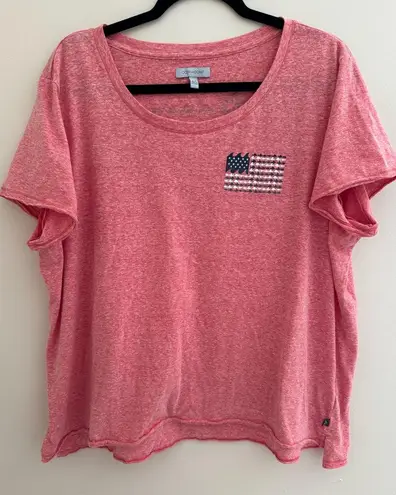 Ocean + Coast Women’s American Flag Fish Shirt Size 3X Red Fishing Outdoors