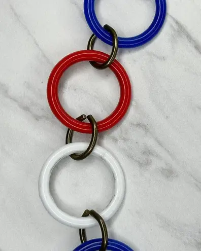 Vintage Red White Blue Chain Link Belt Size S/M Patriotic