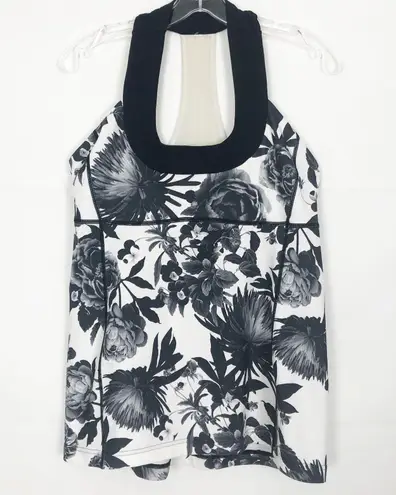 Women's Floral Tankini Halter Top Size S Black