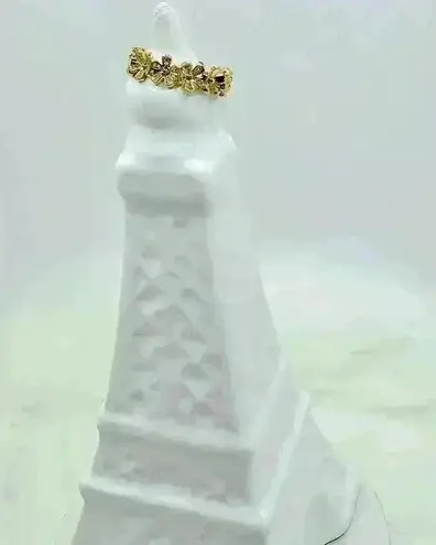 Coquette Style 18k Gold Plated Stainless Steel Cuff Ring with Shining Zirconia