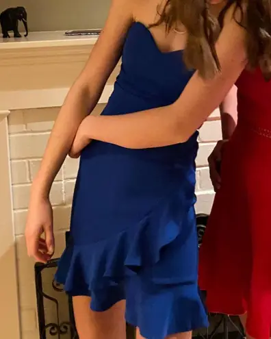 Macy's Royal Blue Bodycon strapless bandeau dress with flare!!