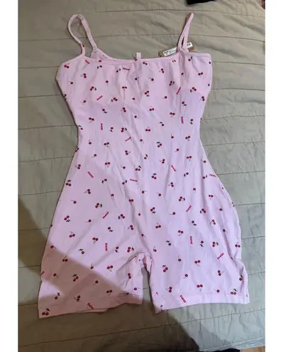 SKIMS Size medium Soft Lounge Romper Cherry Blossom Print Pink Red Cherries NWT