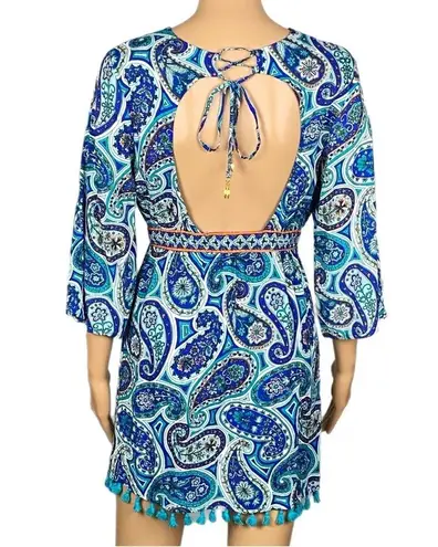 Trina Turk  “Provence” blue/teal/white paisley dress/Swim cover-up. Small. EUC