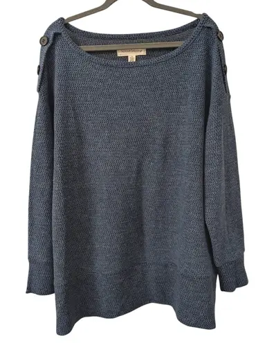 French Connection Plus 1X Blue Waffle Knit Tunic Top Shirt Long Comfy Warm Green Size 18