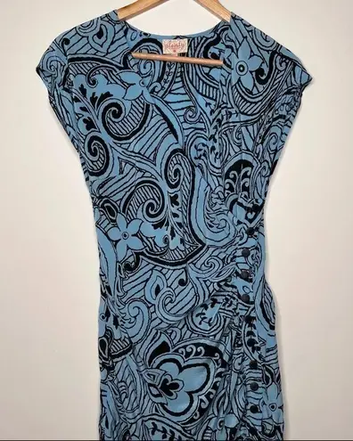 Plenty By Tracy Reese Blue Silk Wrap Side Button Dress Size 6