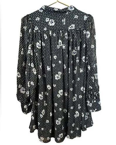 Aakaa NWT Floral Long Sleeve Button Front Shirt Dress Oversized Size Small