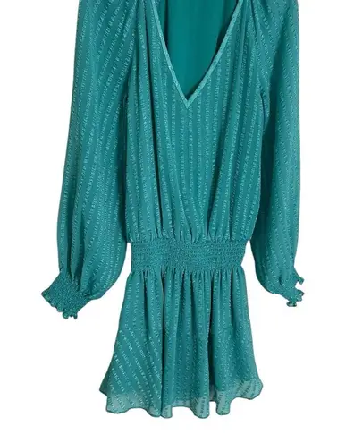 Ramy Brook Textured Teal Long Sleeve Dress XS Elastic Long Sleeve