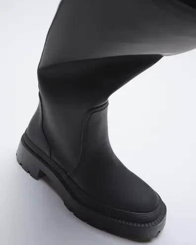 ZARA boots rubber rainboots heavy chunky knee high