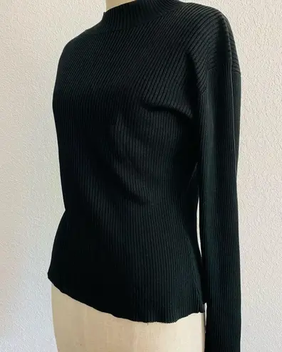 Mixit Vtg Mix It Silk Turtleneck Women's Large Black Long Sleeve Pullover Ribbed