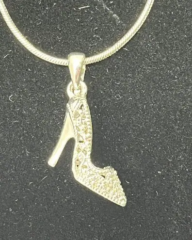 Sterling Silver High Heel Necklace Womens 18in Y2K  Plated Barbie Core Glam Fairy