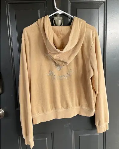 Juicy Couture  X forever21 collab velour hoddie zip up jacket Beige Y2K Sz Large