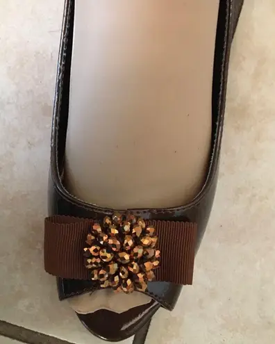 Etienne Aigner Brown Wedge open toe shoe size 7.5