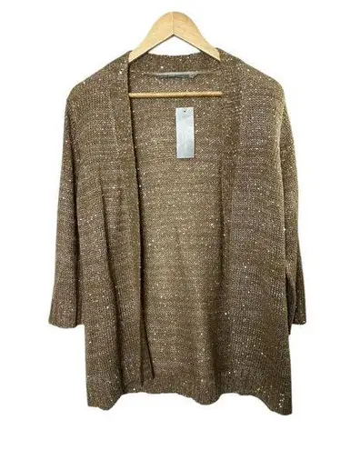Ny Collection Gold Sequin Open Cardigan Sweater Women's Size XL Petite XLP NEW