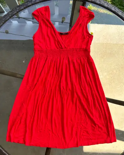 Soprano Surplice Sleeveless Casual Mini Summer Sun Dress in Red - Size Medium