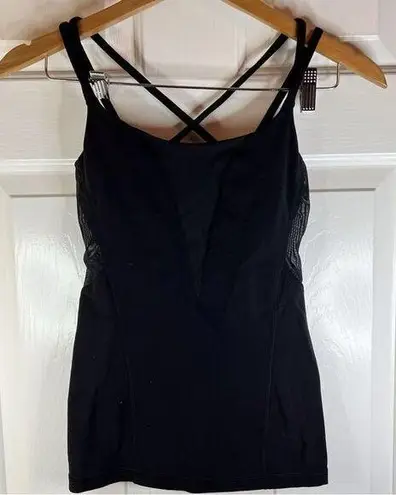 Lululemon  Athletic Black Tank with Mesh Panels Size Small See Measurements