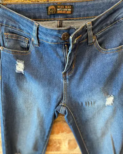 Wax Jean Butt I Love You Distressed Skinny Jeans