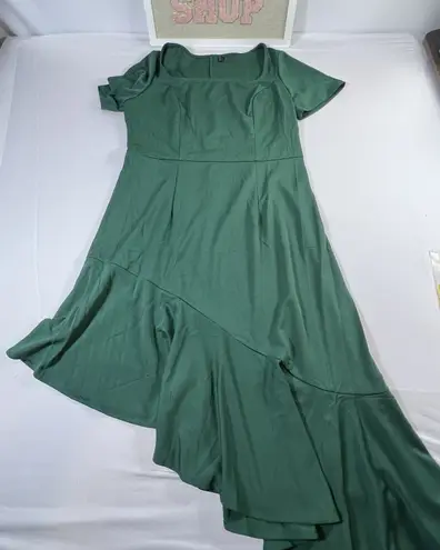 Emerald Green Asymmetrical Ruffle Dress Size XL