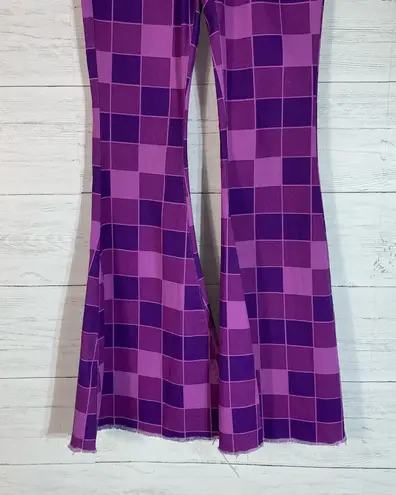 American Bazi purple checkered flare pants size Small
