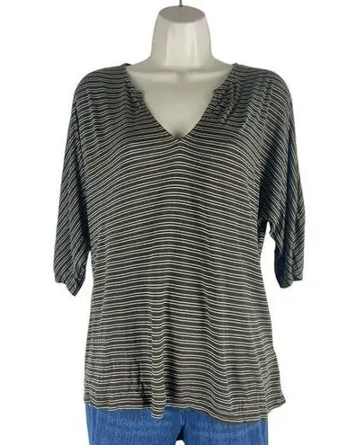 Soft Joie 3/4 Dolman Sleeves V Neck Striped Casual Top Green Size XS
