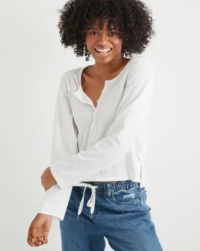 Aerie Long Sleeve Henley T-Shirt White Size M $11 (78% Off