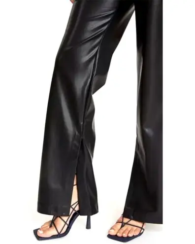 Tanya Taylor Adler Faux Leather Pants Bottom Slits Black 18