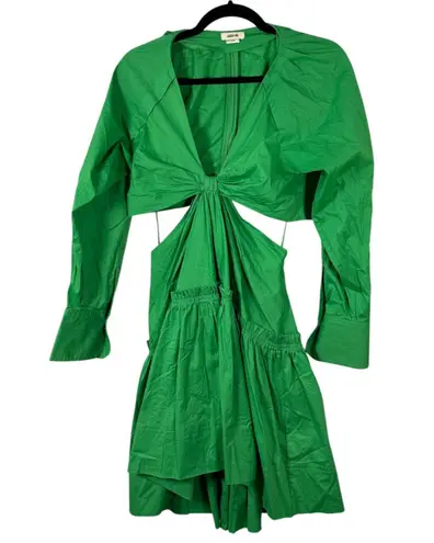 Jason Wu Poplin Cut Out Mini Dress Kelly Green Size Small