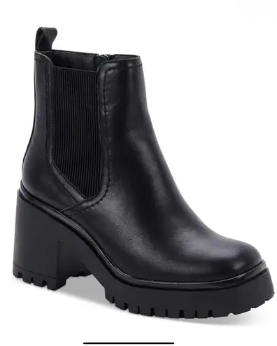 Aqua College Black Chunky Heel Ankle Boots Size 9.5