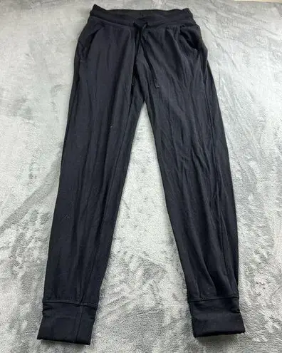 Lululemon  Womens Jogger Size 4 Black High Rise 28" Soft Pockets Logo Athleisure