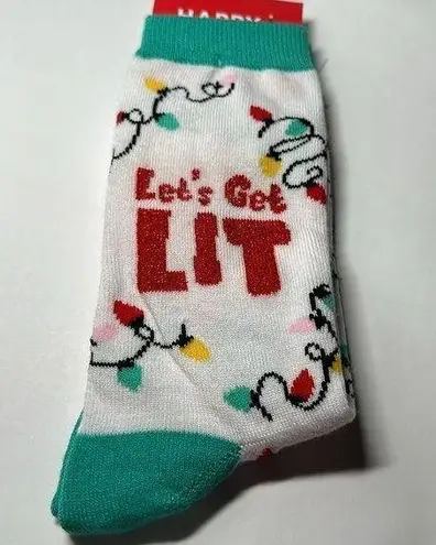 Happy Christmas Let's Get Lit Crew Socks