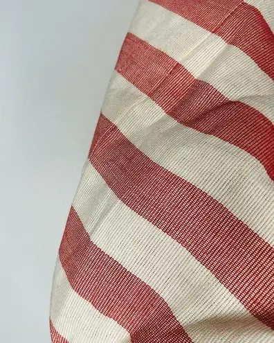 CRABTREE & EVELYN Red White Striped Wrapped Circular Handles Beach Tote Hand Bag