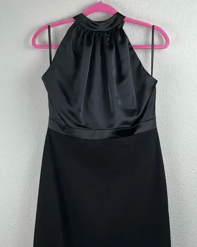 After Six  Black High Neck Halter Open-Back Maxi Dress With Scarf Tie Size 12 NWT