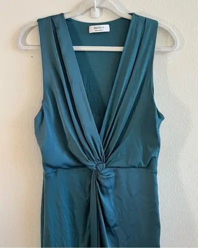 Bailey 44 Dress Venus Twist-Front Mixed-Media Dress in Gulf (Teal Blue) Sz M GUC