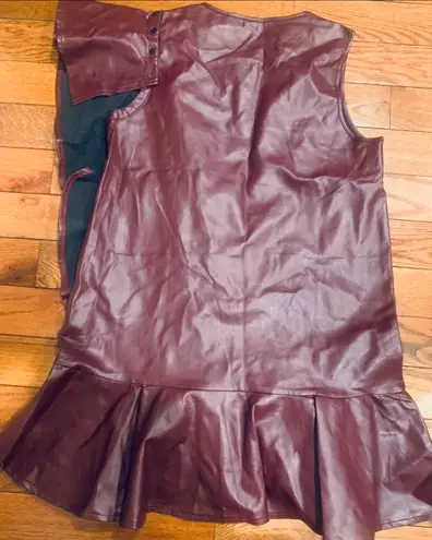 Say What? say what NWT faux leather ruffled Burgundy dress brand new size L