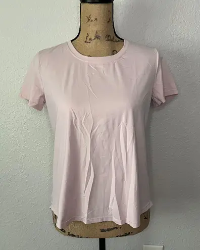 Halara size S Pink Round Neck Short Sleeve Crisscross Split Tie Back Sports Top