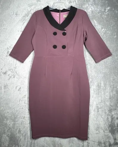 Lindy Bop Dress Womens 12 Purple Mauve Deanna 50s Pin