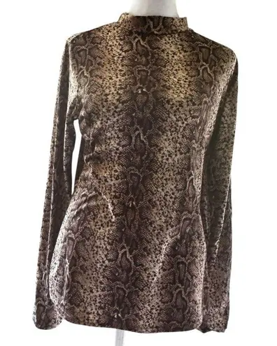 Olivia Rae Brown Snake Print Long Sleeve Top L