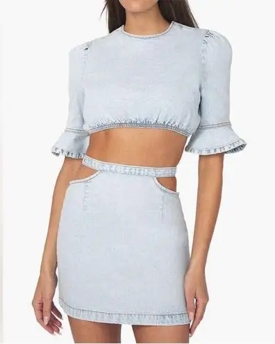 We Wore What Cut Out Light Denim Mini Skirt sz S NWT