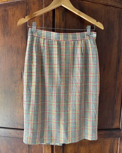 Vintage Yves Saint Laurent Multicolor Plaid Pencil Skirt | US8 FR40 Blue Size 8