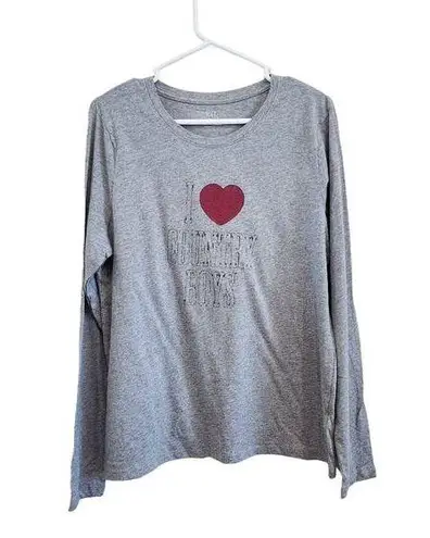 I Love Country Boys Cowboys Graphic Long Sleeve Tee Shirt Heart Gray Size Large