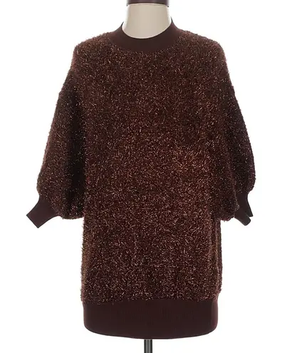 Maeve Anthropologie‎ The Violetta Short-Sleeve Tinsel Sweater by  XS in chocolate - Image 1