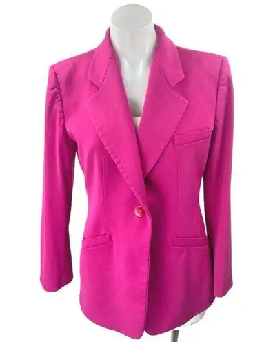 Armani Collezioni Pink Wool Single Button Long Sleeve Blazer Coat Jacket Size 10