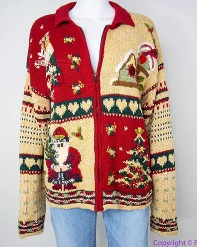 Vintage BonWorth Christmas sweater, 3D, Santa Clause, cardinal, M Red Size M