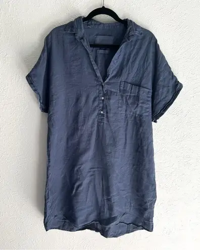 Grayson The Artist Short Sleeve Linen Dress Slate Blue Sz 4 Large