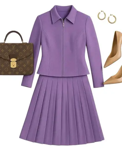 Oscar de la Renta Purple Skirt Suit NWOT – Jacket 8 Skirt 6 Pleated Classic COA