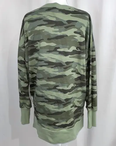 Caslon New Camo Print Side Slit Oversized Sweatshirt Cotton Crewneck Green