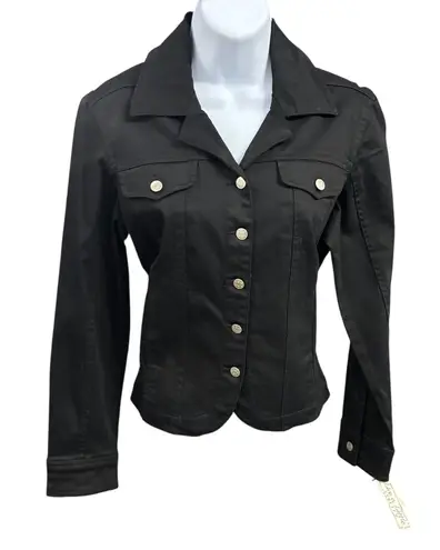 Live a Little Black Stretch Button Front Jacket Small Collared Fitted