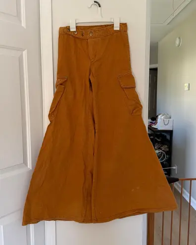 Vintage Roosert 70s Flare Orange/Rust Brown Cargo Pocket Flares Size 24