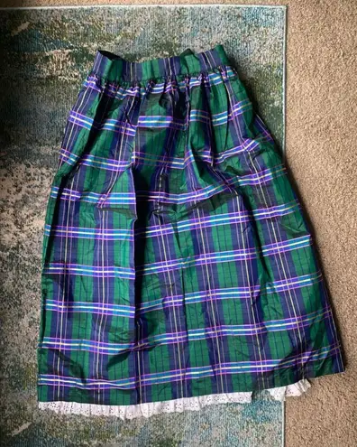 Ellen Tracy Vintage rare 60/70s plaid taffeta wrap long skirt, size medium large