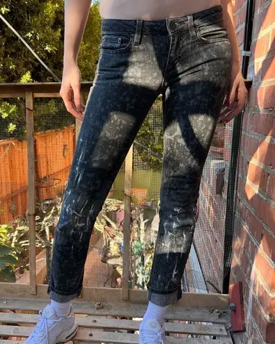 Marc by Marc Jacobs Vintage Jeans Black Denim Paint Splatter Distressed 25 Y2K