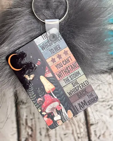 Handmade I Am The Storm Mushrooms Pom-Pom Keychain Accessory New